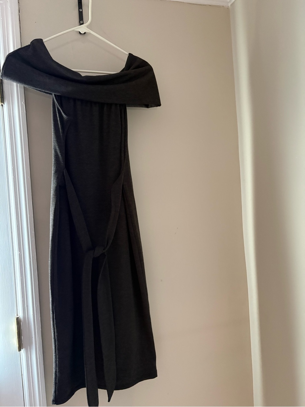 Pinkblush Black Folded Off Shoulder Dress with Waist Tie